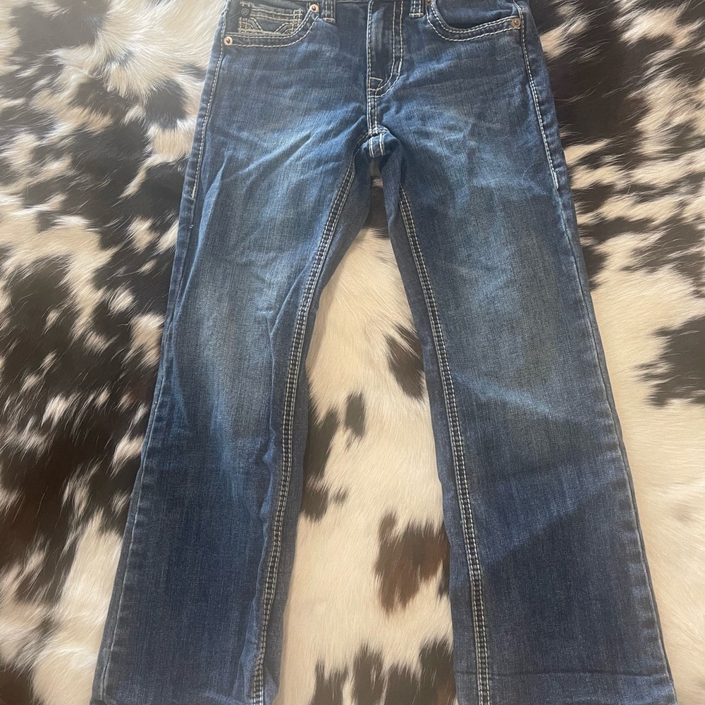 Boys Size 7 Rock & Roll Blue Denim Jeans with Contrast Stitching - Picture 3 of 4